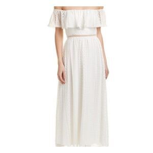 Jay Godfrey Cream Eyelet Feminine Lace Fairy Bride Cottagecore Maxi Dress Size 2